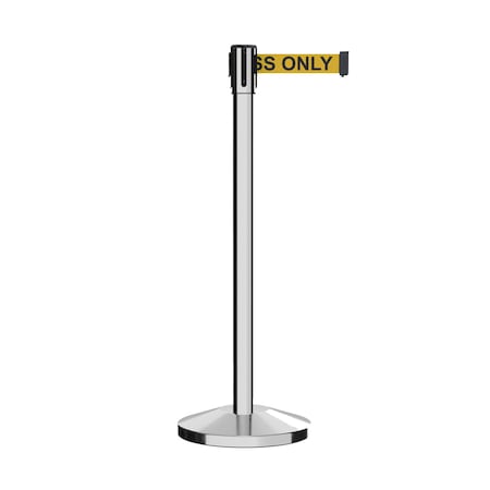 Retractable Belt Barrier Stanchion, 2 Pol.Steel Post  9' Auth...Belt